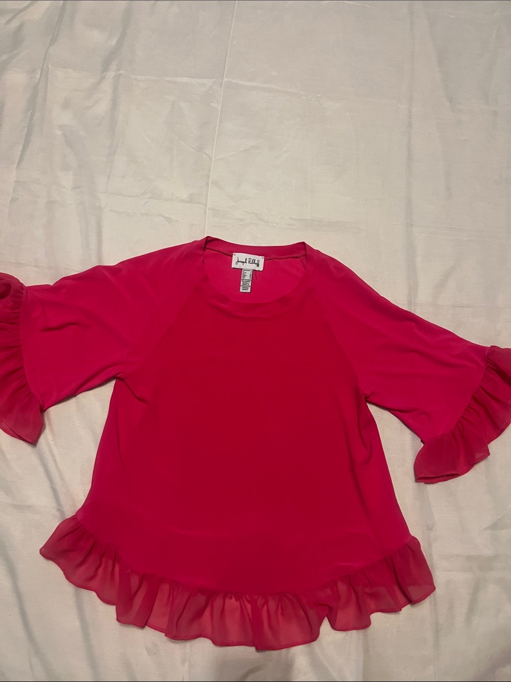 Joseph Ribkoff Hot Pink Ruffle-Hem Blouse